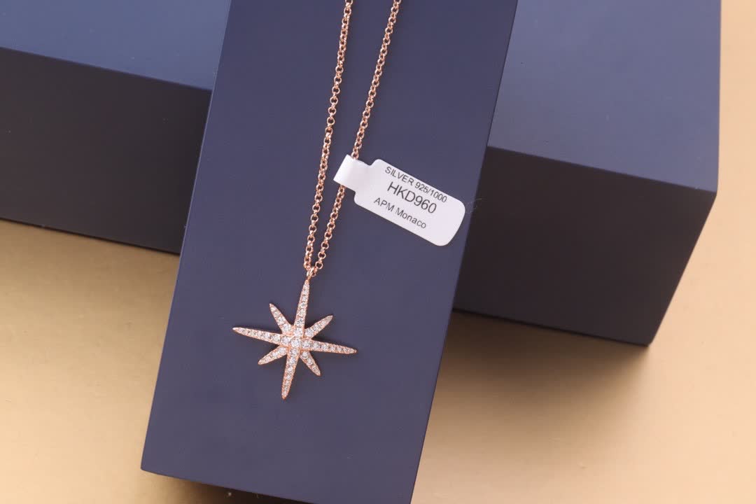 APM Monaco Elegant Silver Star Pendant Anklet